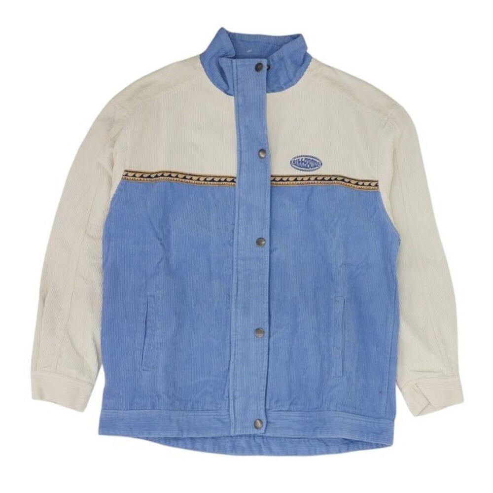 NWT Billabong Womens Retro Corduroy Jacket shirt Blue/White Medium